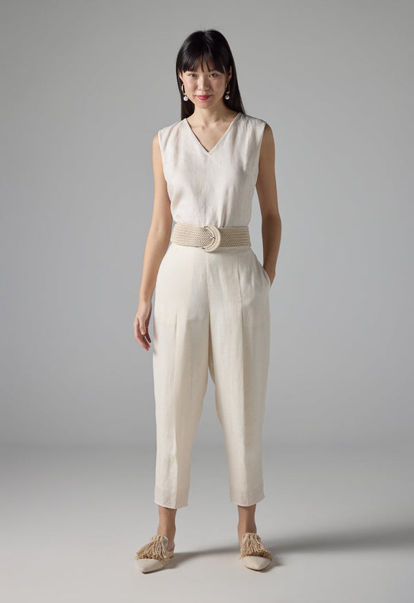 Choice Solid Wide Leg Trousers Cream