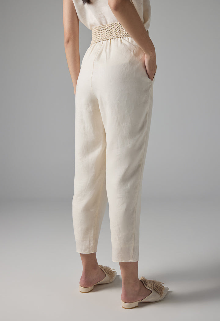 Choice Solid Wide Leg Trousers Cream