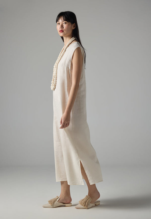 Choice Sleeveless Basic Maxi Dress - Ramadan Style Cream