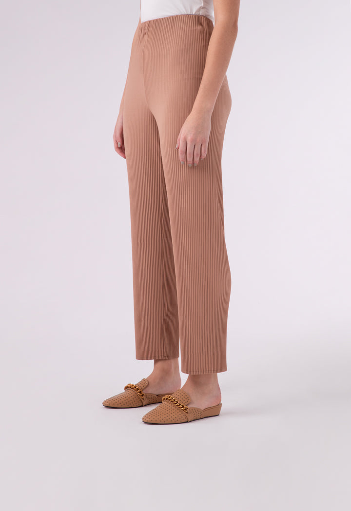 Choice Pleated Stretch Jersey Palazzo Wide Leg Pants Latte