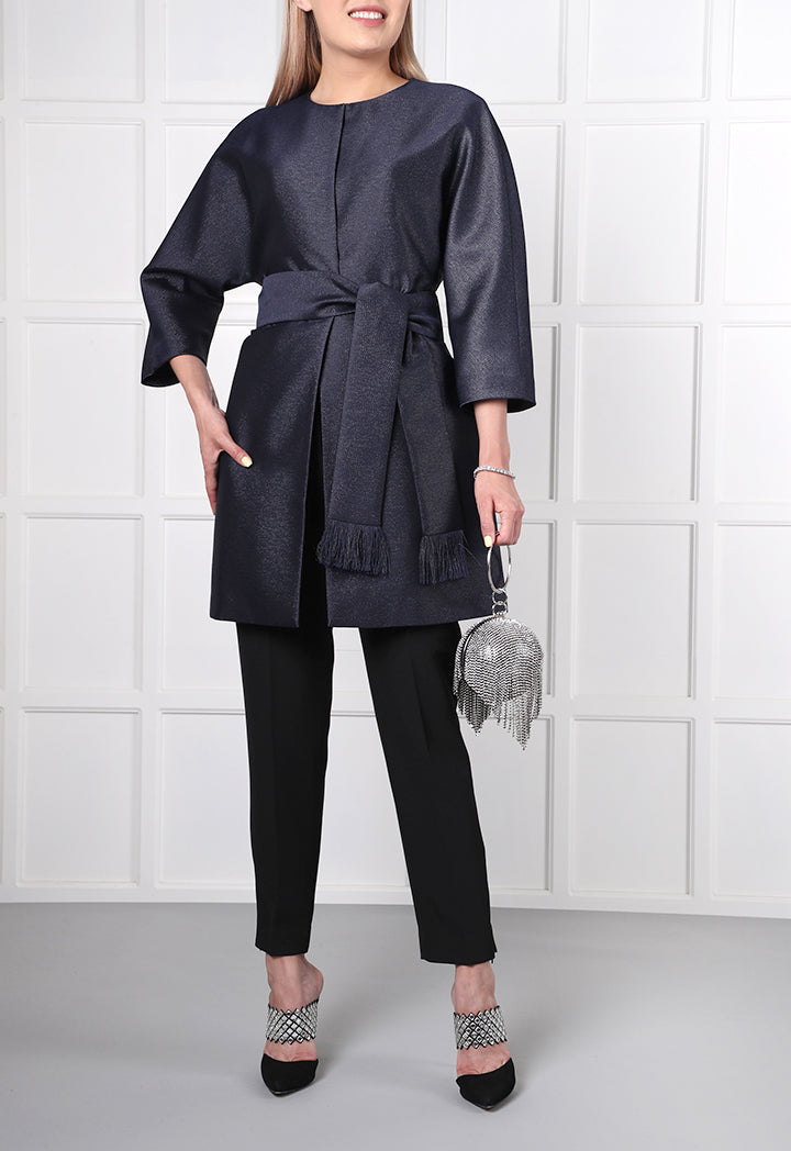 Choice Lurex Outerwear Navy - Wardrobe Fashion