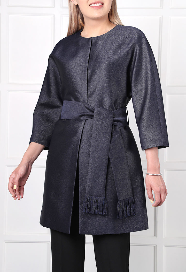 Choice Lurex Outerwear Navy - Wardrobe Fashion