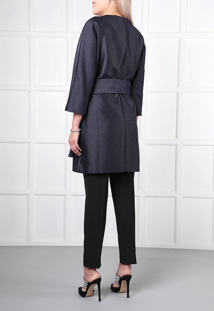 Choice Lurex Outerwear Navy - Wardrobe Fashion