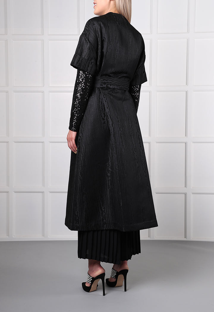 Choice Jacquard Midi Outerwear
 Black - Wardrobe Fashion