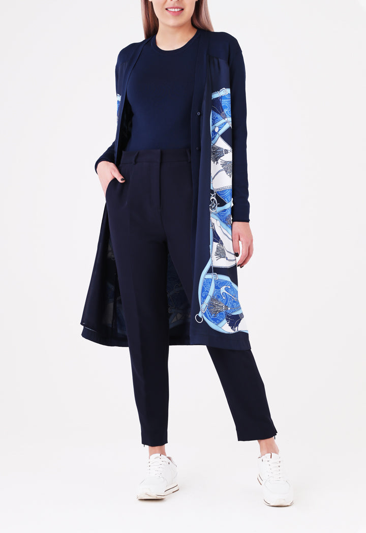 Choice Belt Tassel Print Outerwear Navy