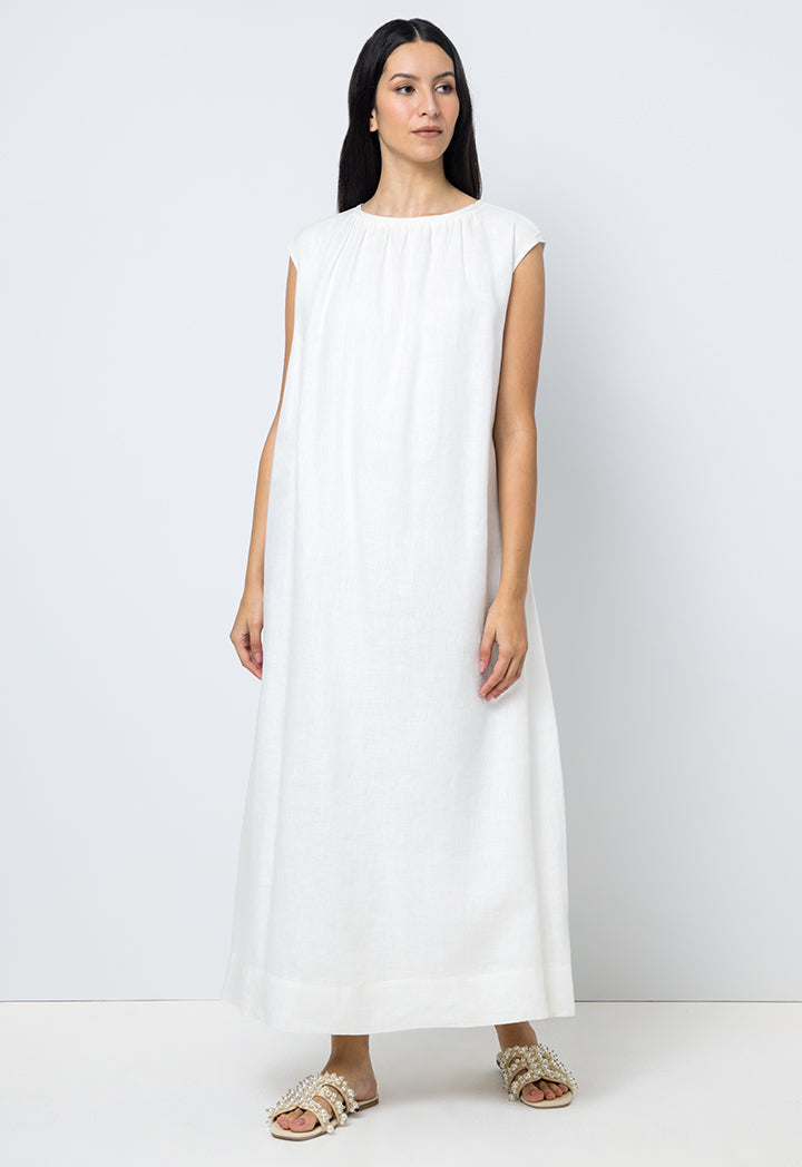 Choice Solid Sleeveless Maxi Dress Offwhite