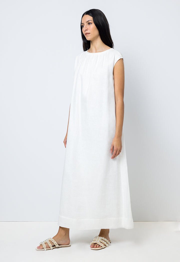 Choice Solid Sleeveless Maxi Dress Offwhite