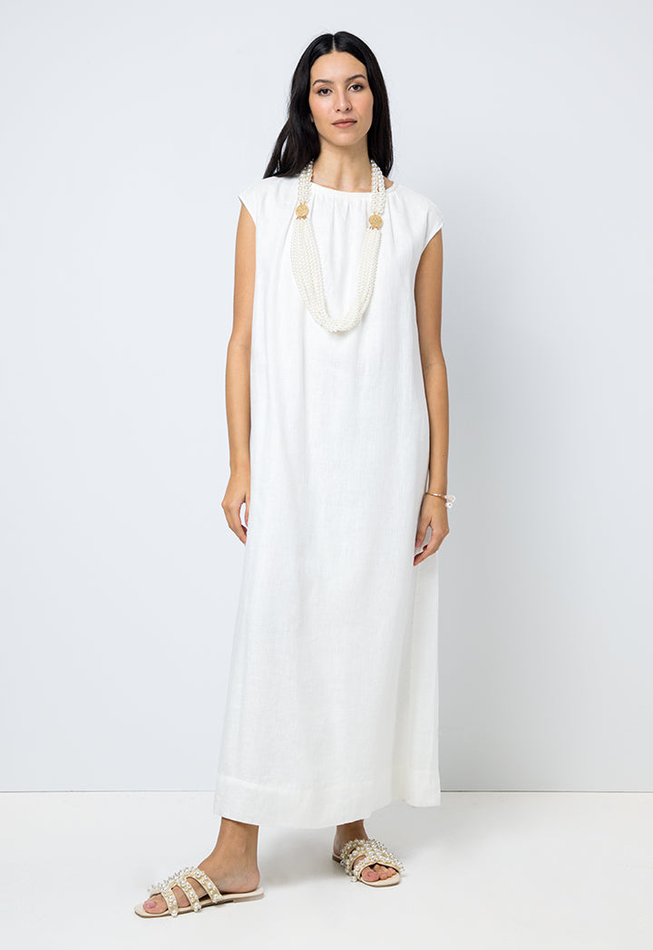 Choice Solid Sleeveless Maxi Dress Offwhite