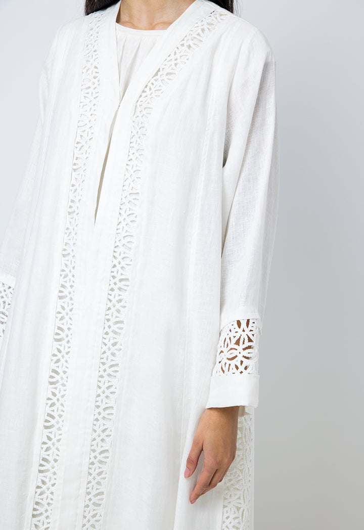 Choice Solid Embroidered Outerwear Offwhite