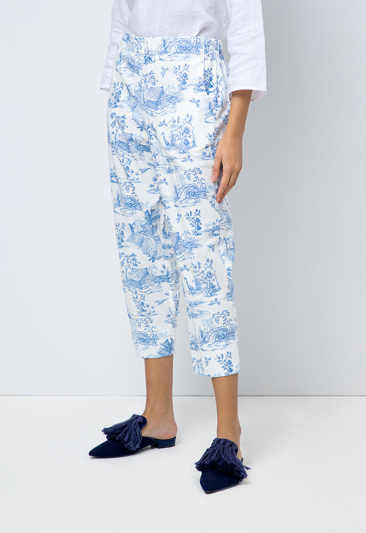 Choice Printed Straight Fit Trousers Offwhite