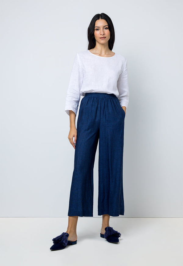 Choice Solid High Waist Trousers Blue