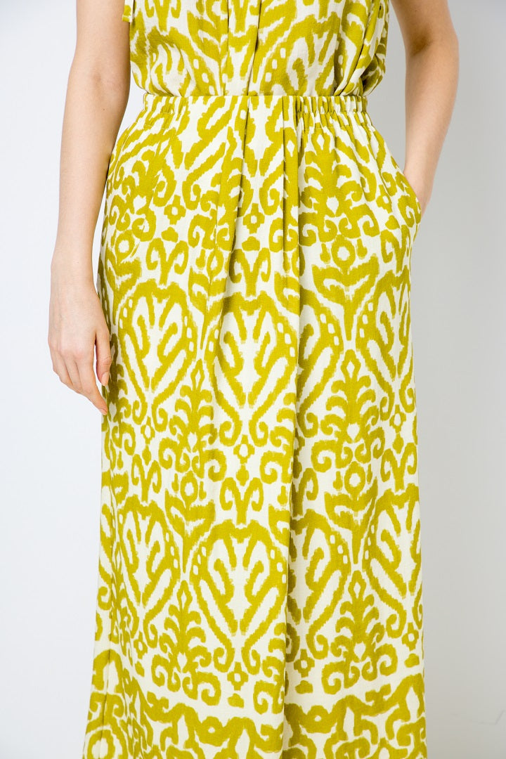 Choice Patterned Skirt With Overlap  Lime