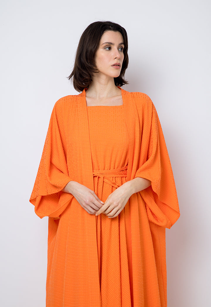 Choice Solid Long Wide Sleeves Abaya Orange