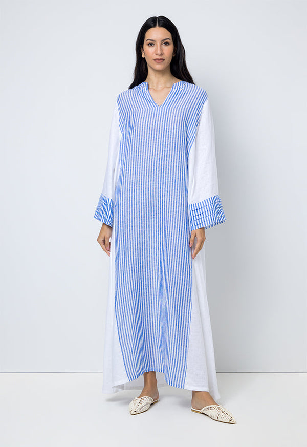 Choice Striped Flared Maxi Dress Light Blue