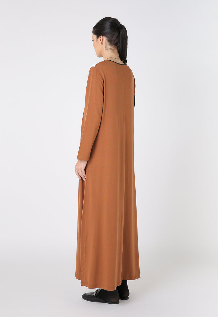 Choice Long Sleeve Jersey Maxi Dress Black-Cinnamon