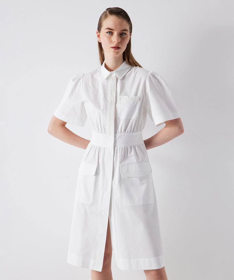 Ipekyol Crochet Striped Shirt Dress White