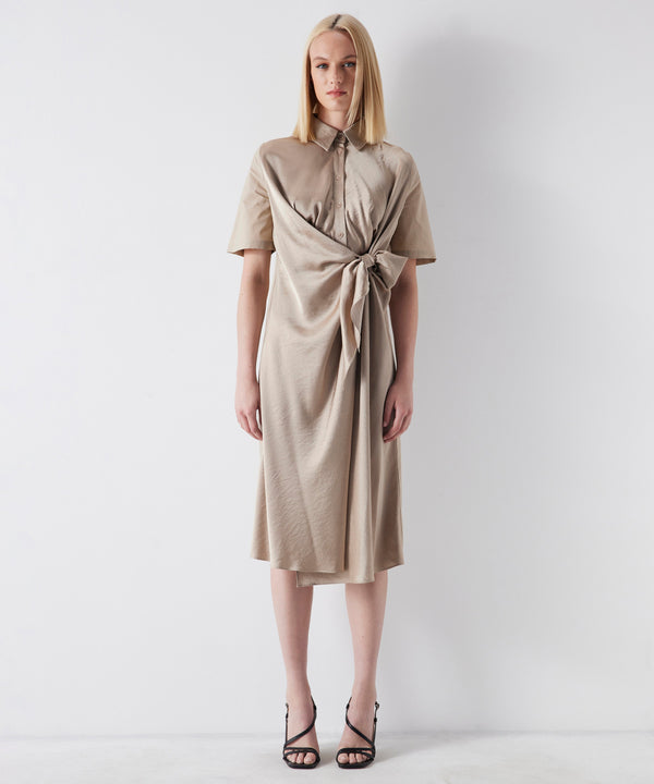 Ipekyol Satin Mix Midi Shirt Dress Beige