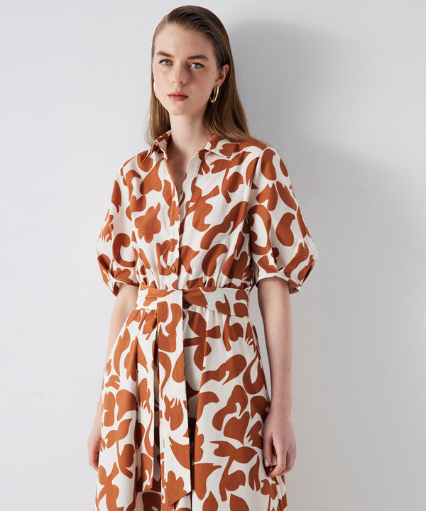 Ipekyol Printed Belted Shirt Dress Natural