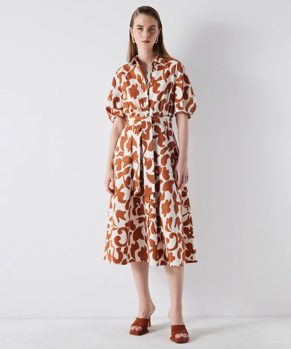 Ipekyol Printed Belted Shirt Dress Natural