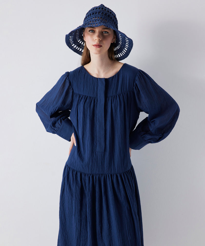 Ipekyol Solid Textured Midi Dress  Navy Blue