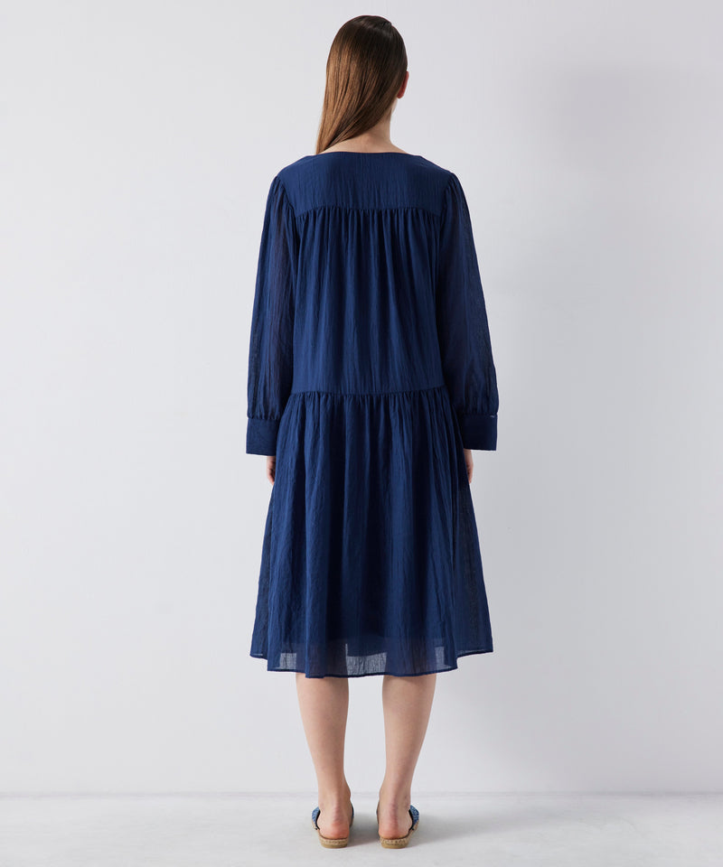 Ipekyol Solid Textured Midi Dress  Navy Blue