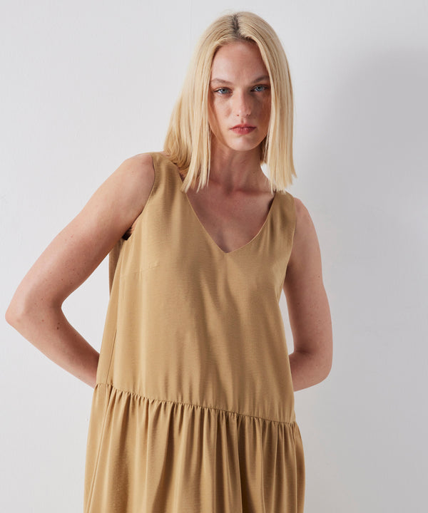 Ipekyol V-Neck Tiered Detail Dress Natural