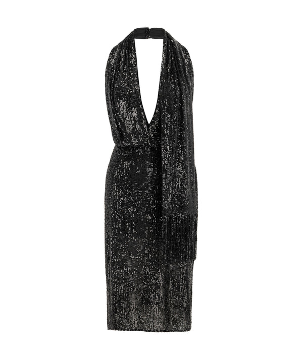 Ipekyol Sequin-Embellished Halter Dress Black