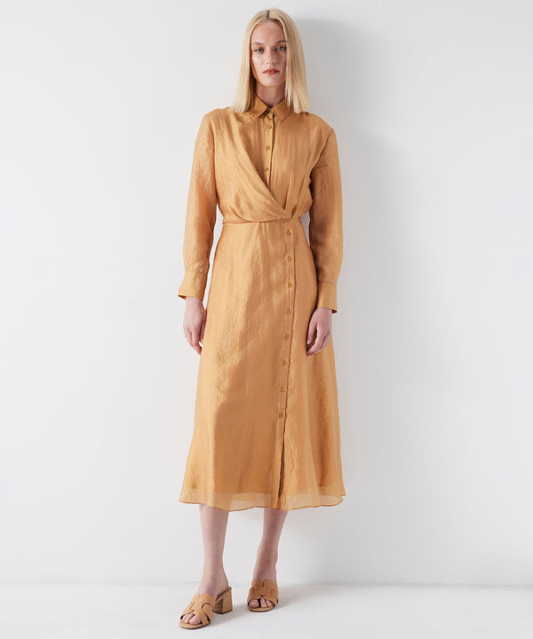 Ipekyol Draped Shirt Midi Dress Natural