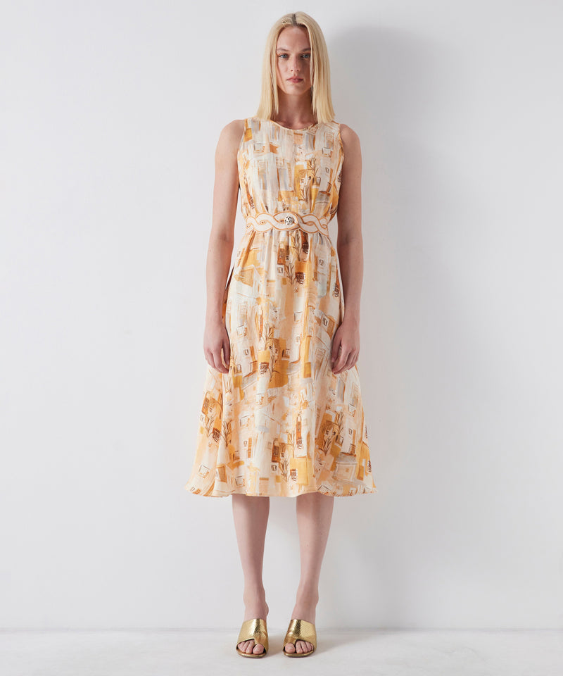 Ipekyol Patterned Linen Blend Dress Apricot