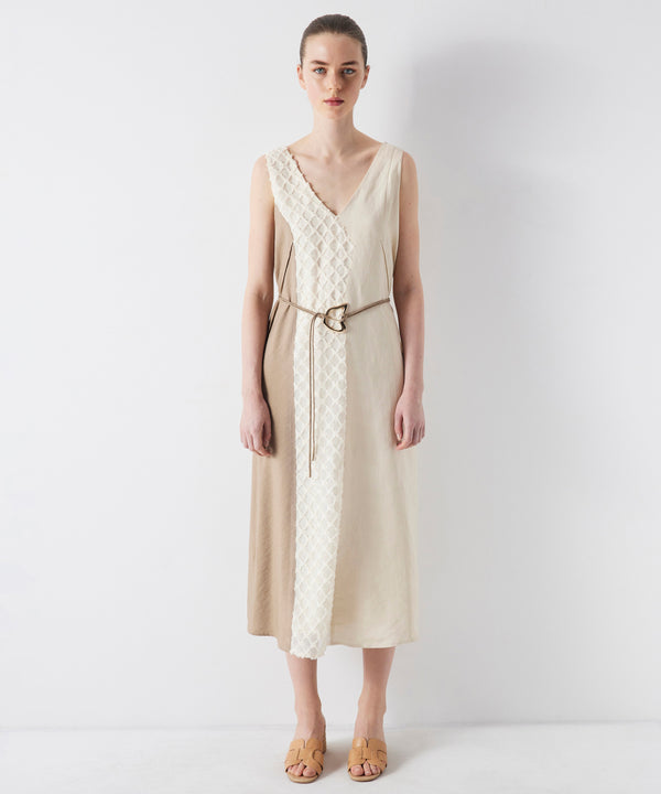 Ipekyol Colorblock Fabric Mix Dress Beige