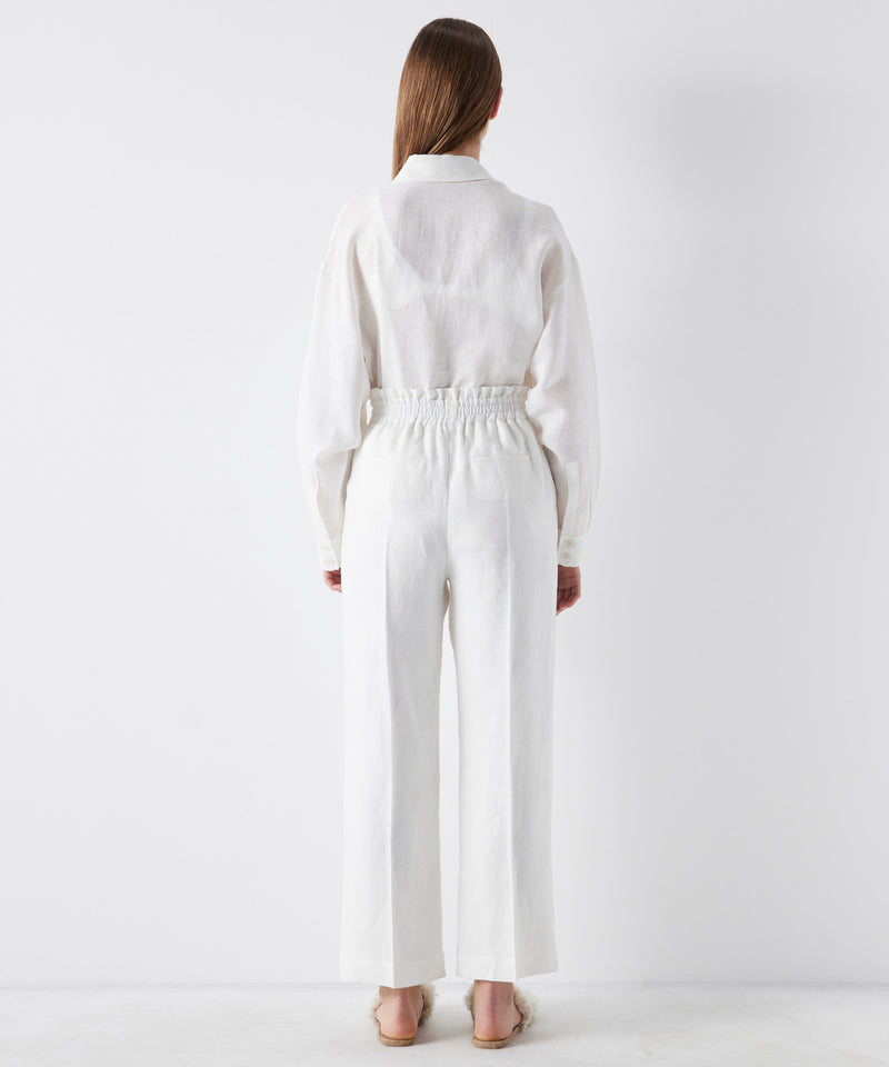 Ipekyol Rib-Stitched Linen Trousers White