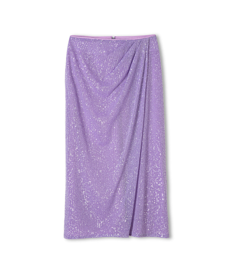 Ipekyol Sequin Draped Midi Skirt Lilac