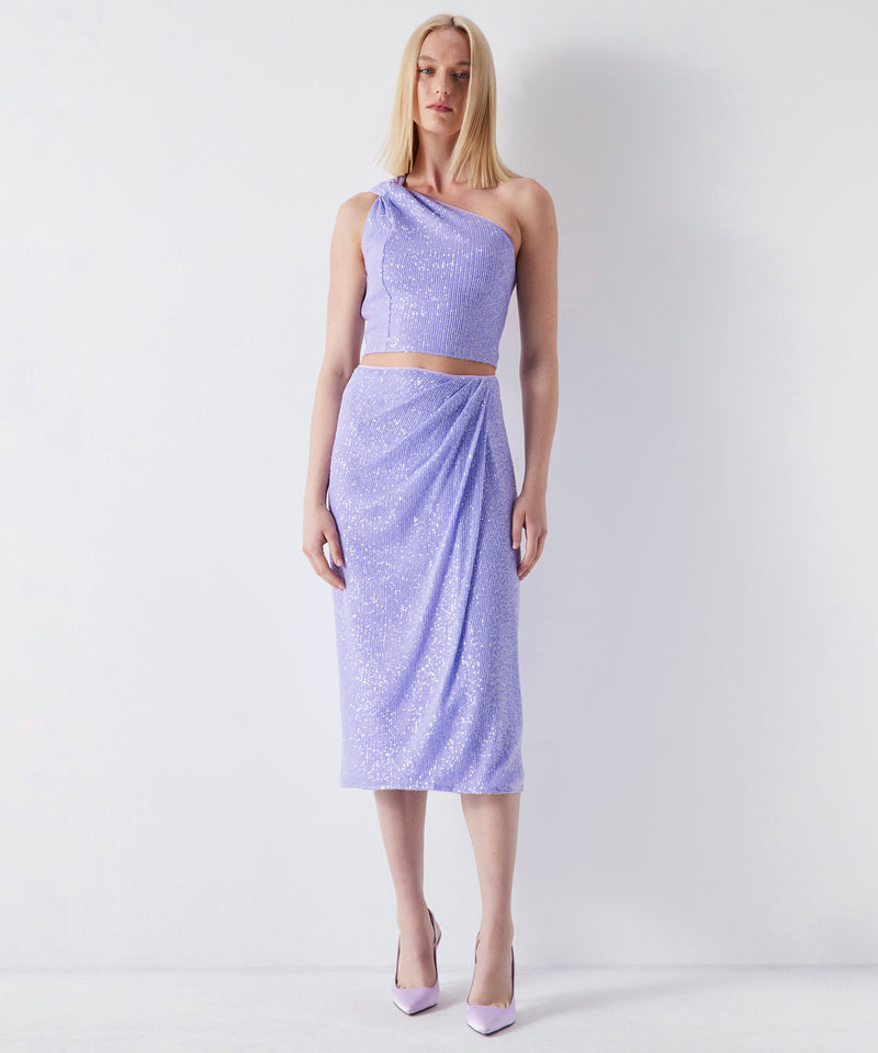 Ipekyol Sequin Draped Midi Skirt Lilac