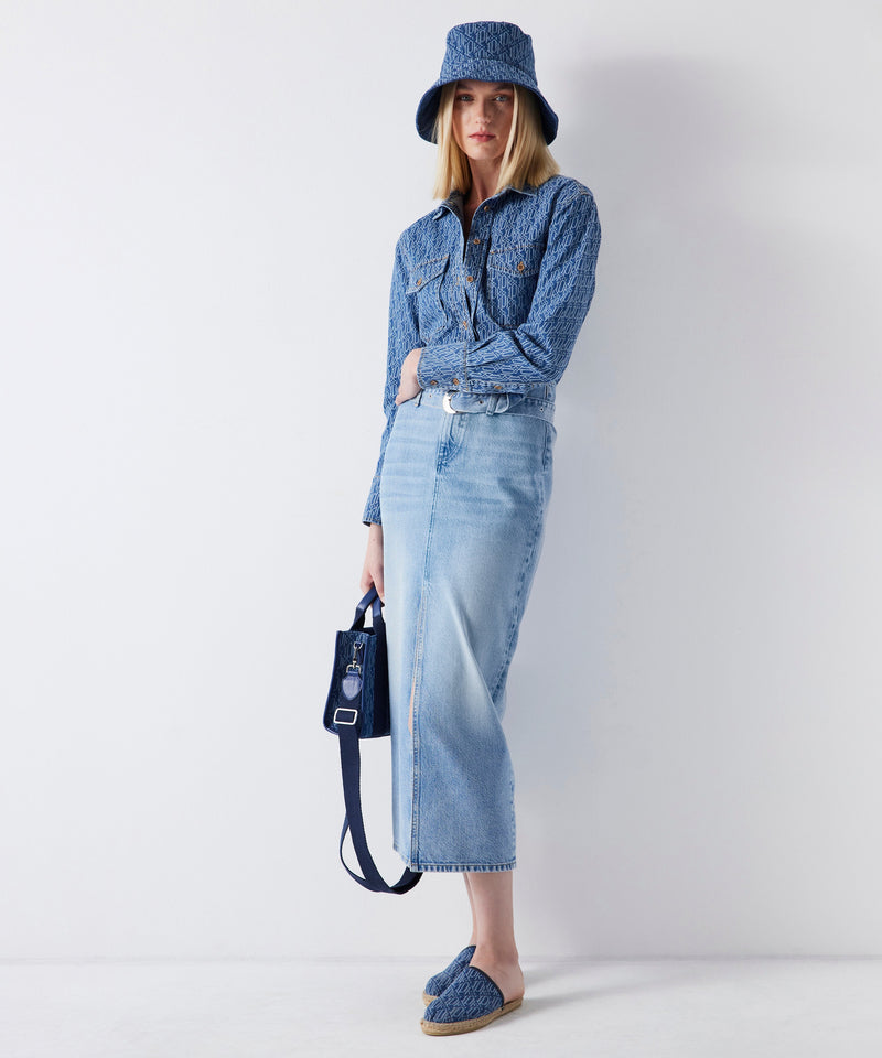 Ipekyol Front Slit Denim Skirt Light Indigo