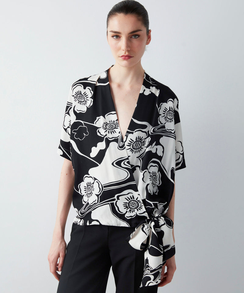 Ipekyol Floral Pattern Tie Detail Blouse Black