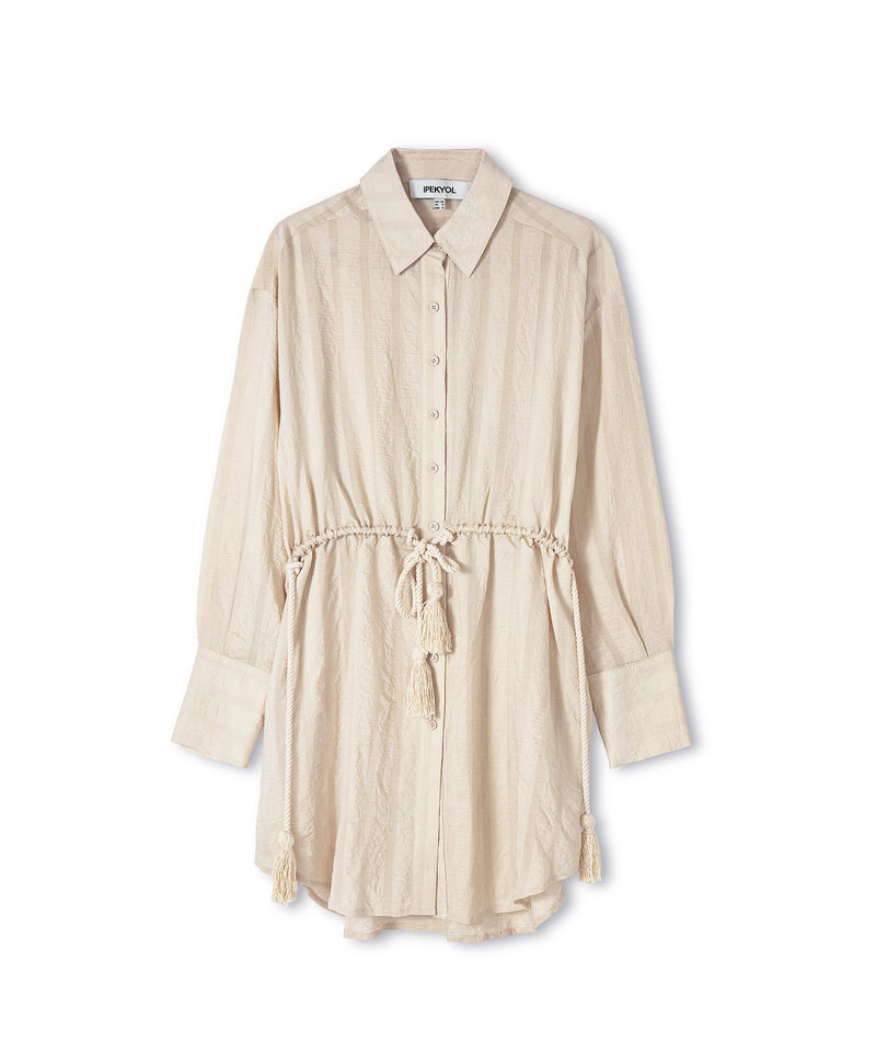 Ipekyol Striped Adjustable Waist Shirt Natural