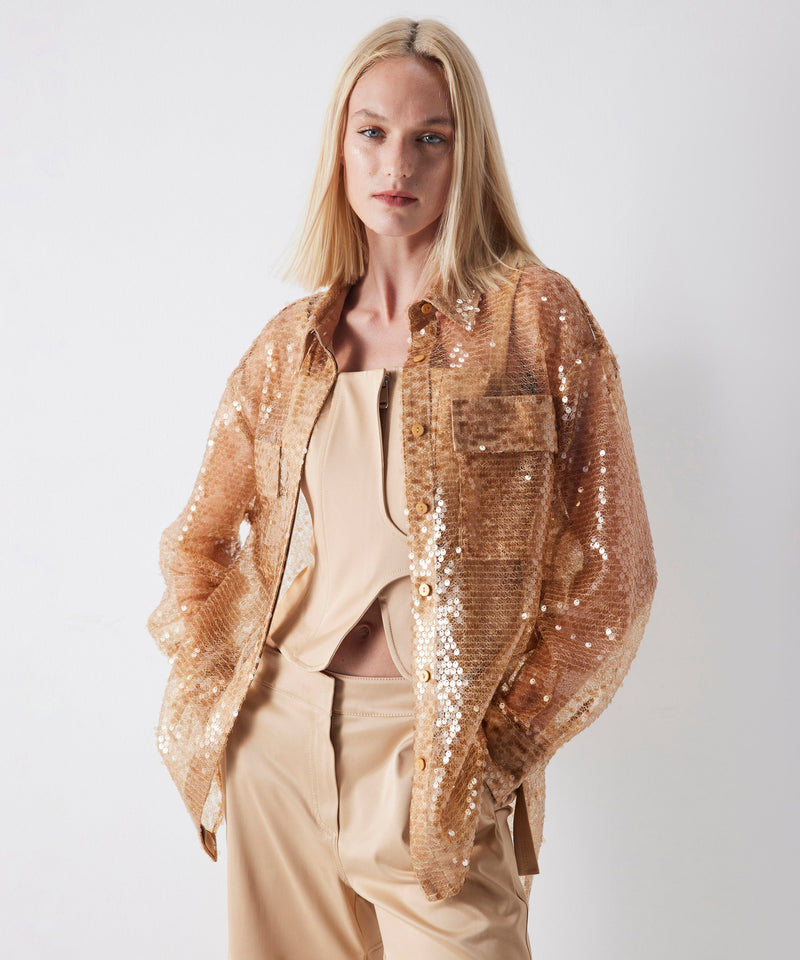 Ipekyol Sequined Oversize Shirt Caramel