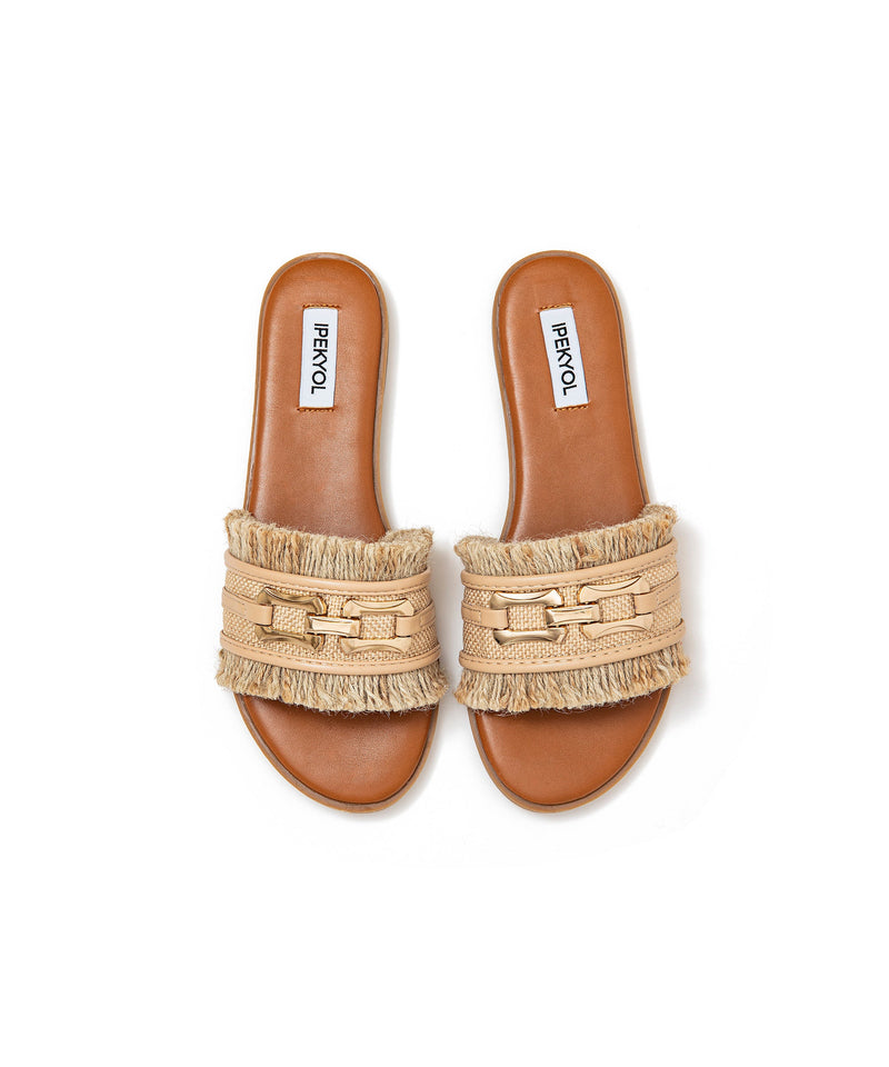 Ipekyol Metal Buckle Slippers Beige