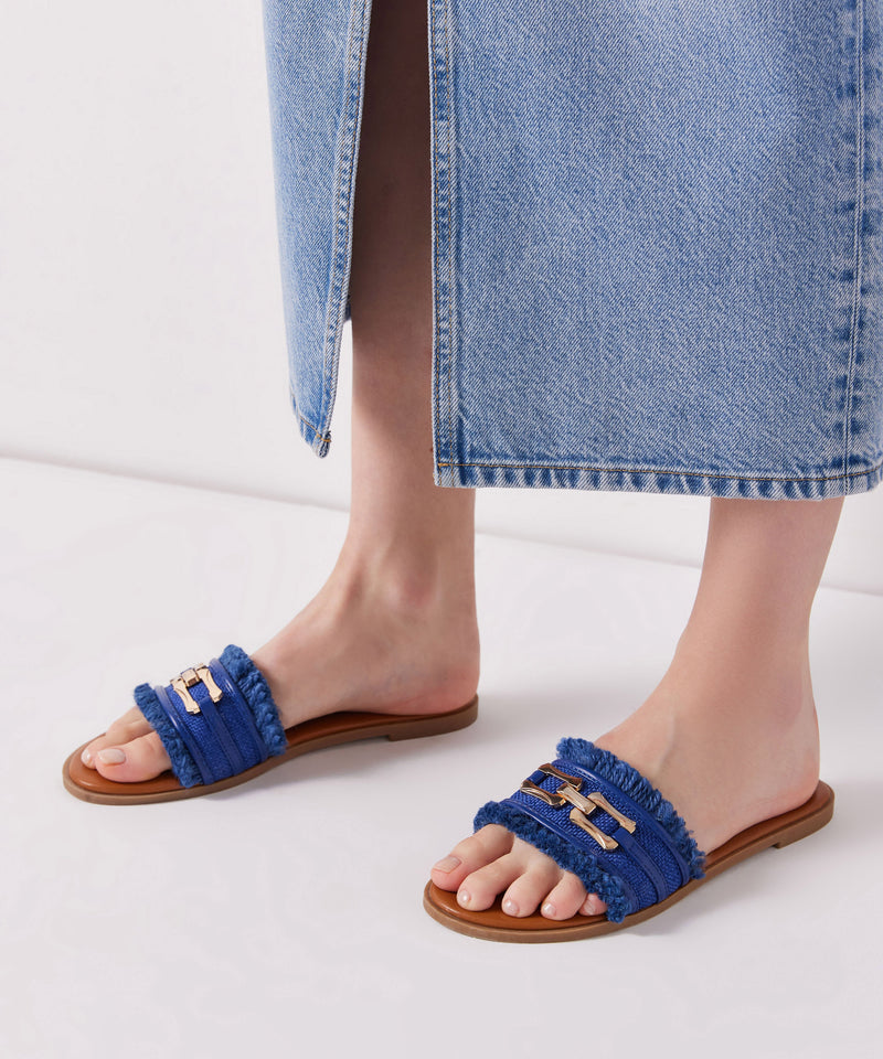 Ipekyol Metal Buckle Slippers Blue