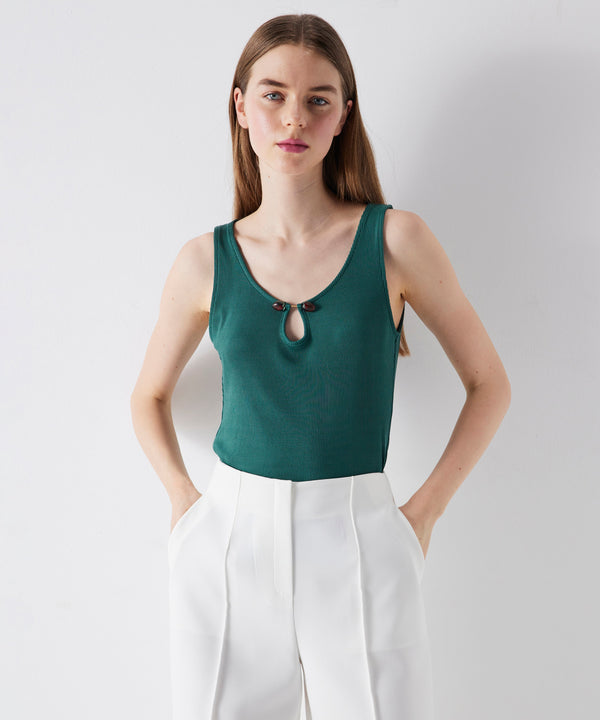 Ipekyol Sleeveless Top With Metal Accessories Dark Green