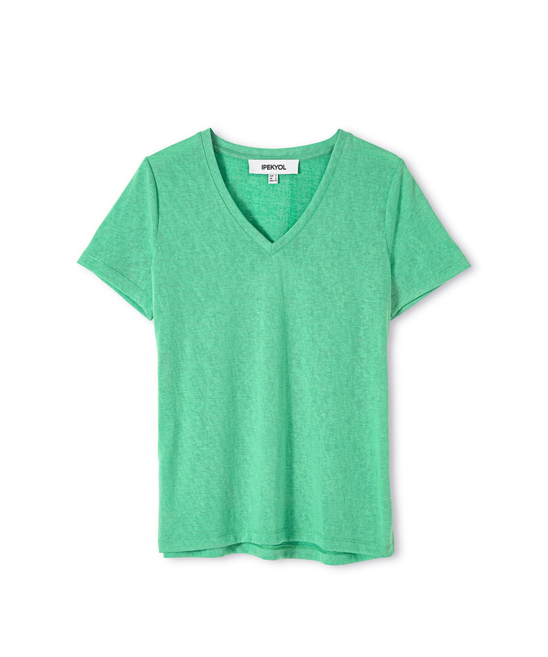 Ipekyol Basic V-Neck T-Shirt Green