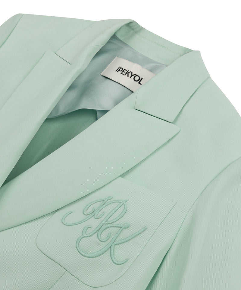 Ipekyol Monogram Embroidery Blazer Aqua