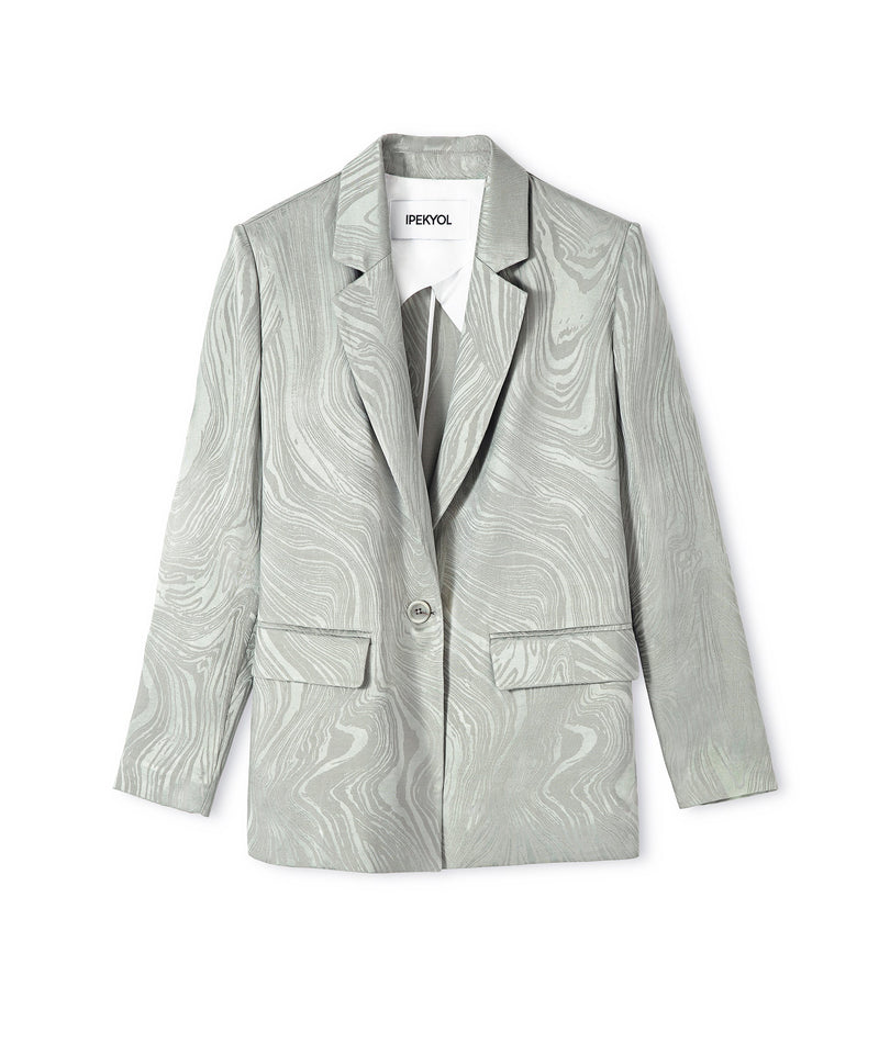 Ipekyol Jacquard Single-Breasted Blazer Light Green