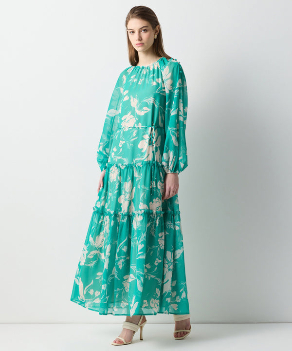 Ipekyol Floral Pattern Maxi Dress Dark Green