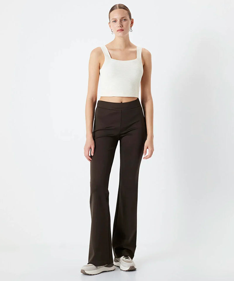 Ipekyol Flare Fit Trousers Dark Kaki