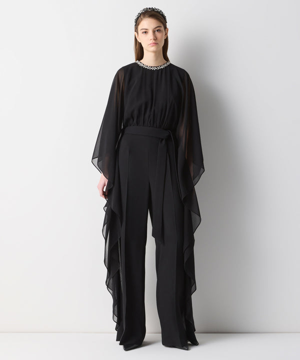 Ipekyol Jewel Neck Ruffle Jumpsuit Black