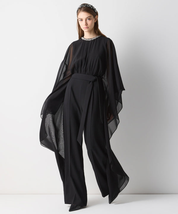 Ipekyol Jewel Neck Ruffle Jumpsuit Black