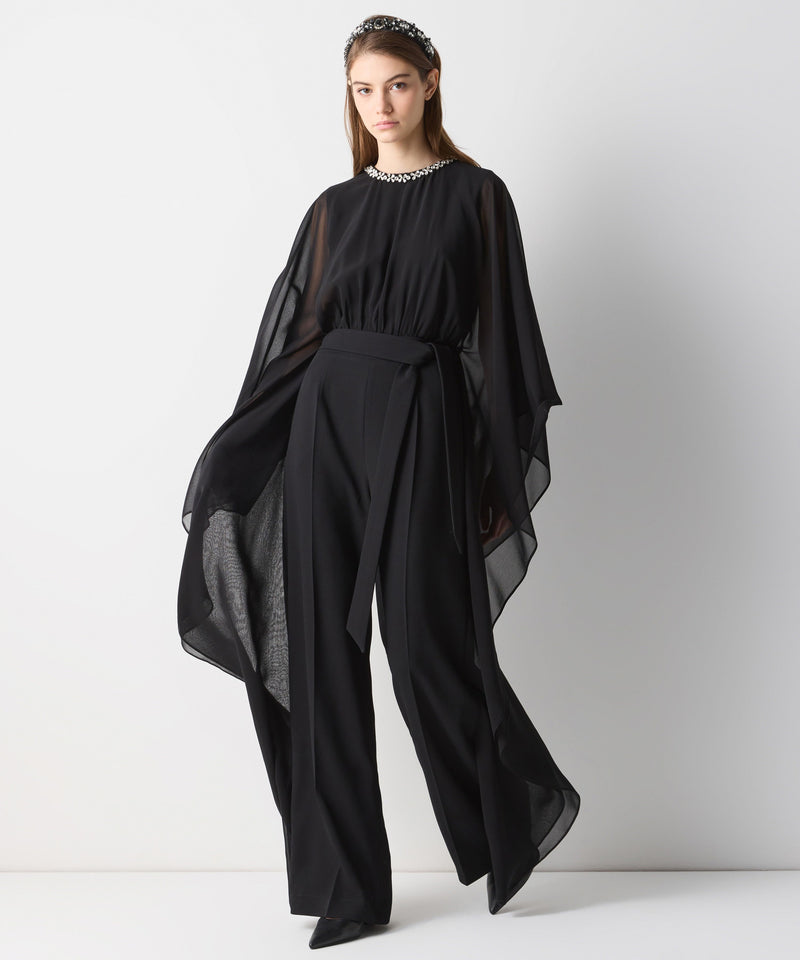 Ipekyol Jewel Neck Ruffle Jumpsuit Black