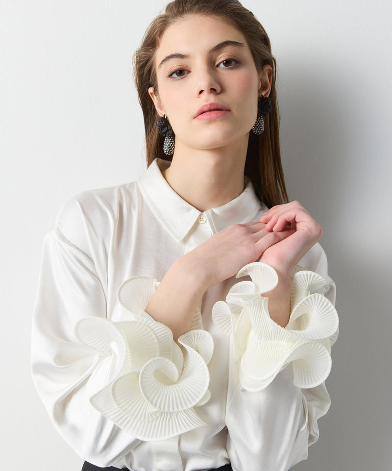 Ipekyol Ruffle Detail Solid Shirt Off White