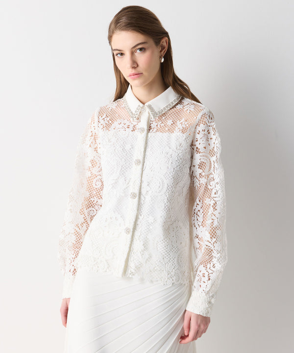 Ipekyol Embroidered Guipure Shirt Ecru